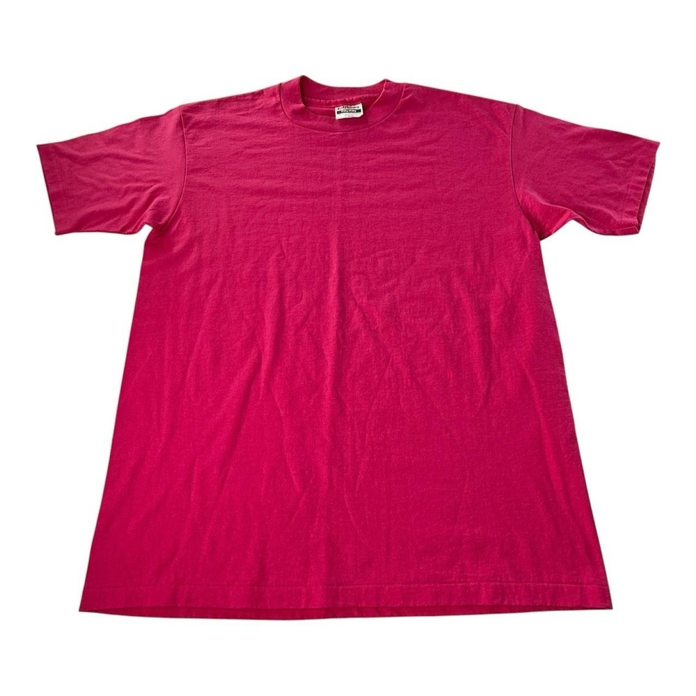 Vintage Hanes Fifty-Fifty Blank Pink T-Shirt USA Made Single Stitch Large 42-44